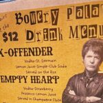 Clem Burke drink specials at the Bowery Palace, March 25, 2026.